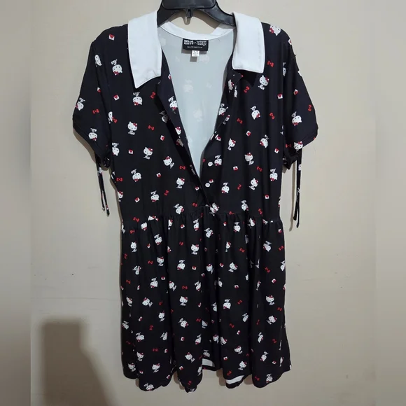 Hello Kitty x Unique Vintage Fit & Flare Collared Dress Navy Blue Size XL - Picture 4 of 5